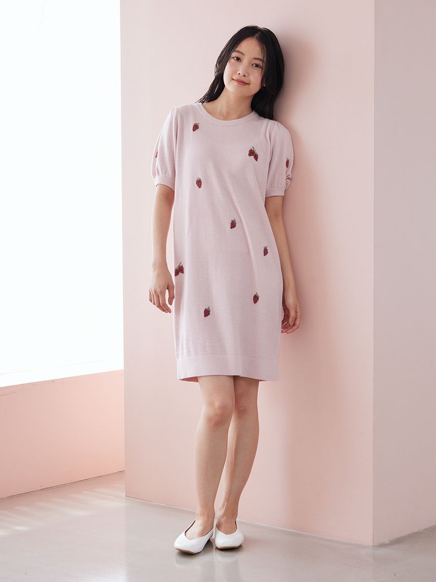 gelato pique「【ONLINE限定】エアリーモコストロベリージャガードワンピース」|ルームウェア|