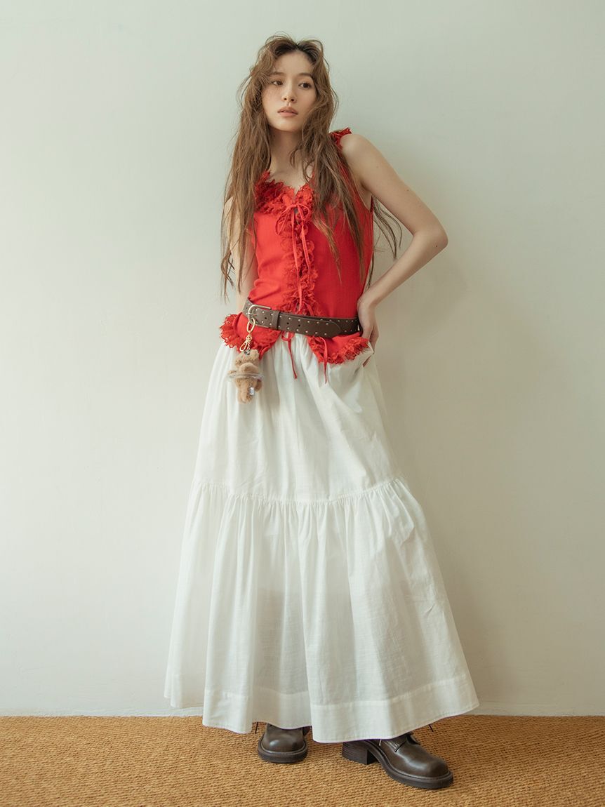 LILY BROWN「レースフリルコンビカットトップス」|Tシャツ・カットソー|