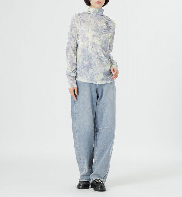  「シアーメッシュ ギャザートップス」|Tシャツ・カットソー|