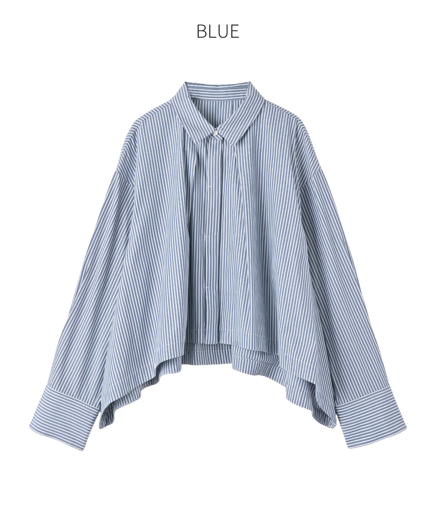 STYLE DELI「【selection】ストライプ柄立体タックショートシャツ」|シャツ・ブラウス|