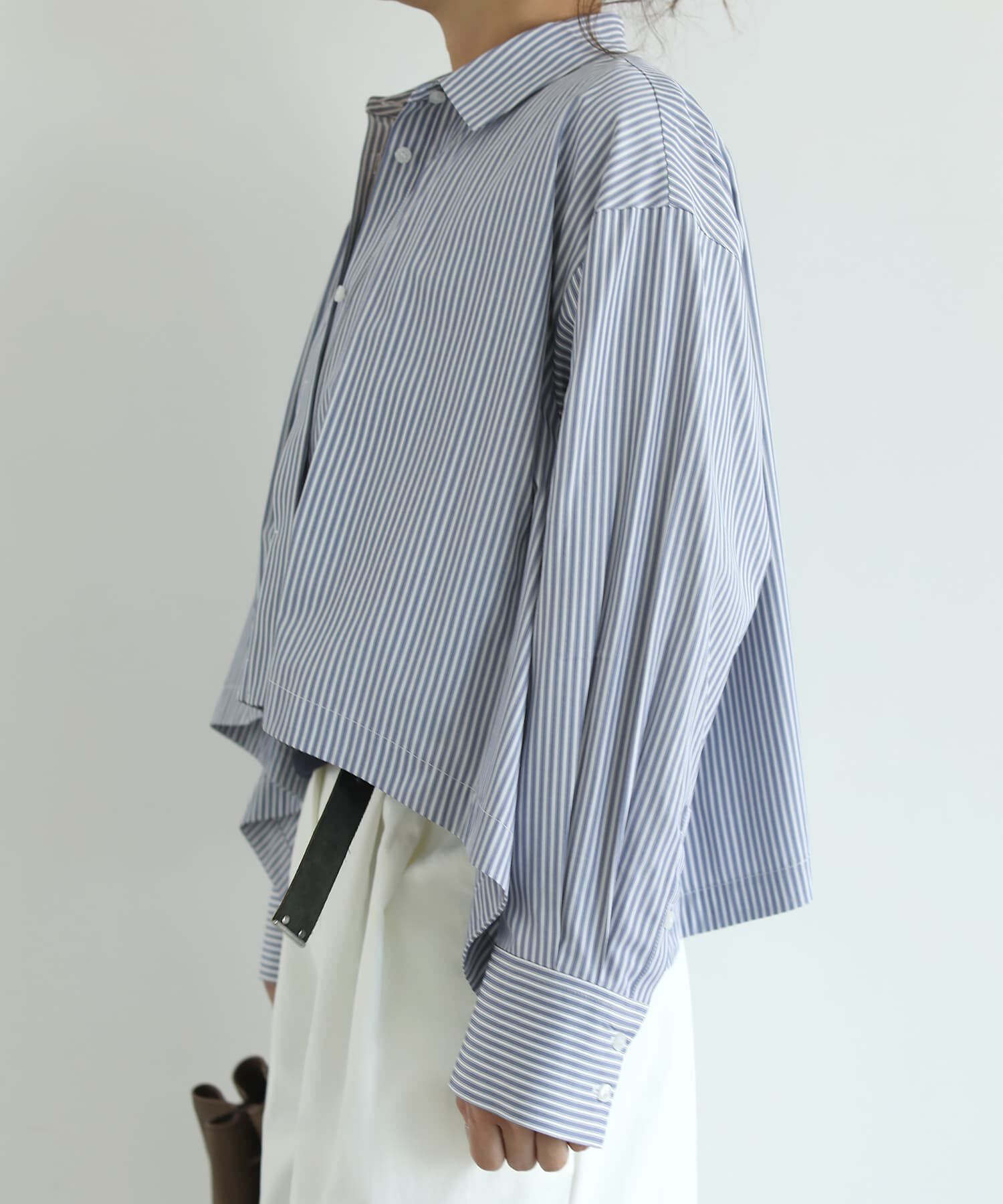 STYLE DELI「【selection】ストライプ柄立体タックショートシャツ」|シャツ・ブラウス|