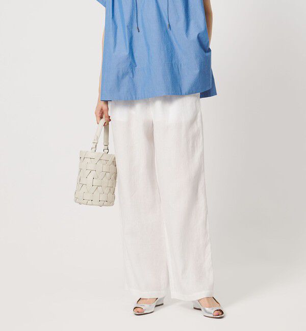UNITED ARROWS「リネン イージーパンツ WHITE ‐ウォッシャブル‐」|チノ|WHITE