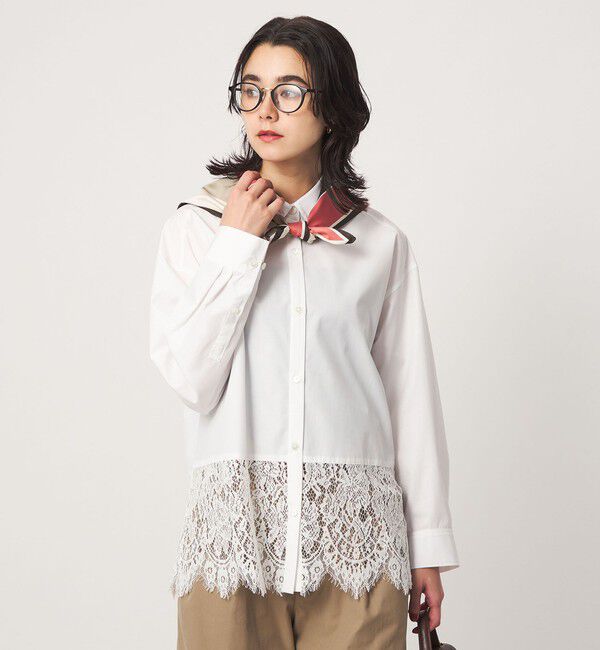 UNITED ARROWS green label relaxing「レース ドッキング シャツ」|シャツ・ブラウス|WHITE