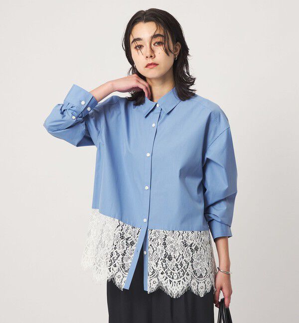 UNITED ARROWS green label relaxing「レース ドッキング シャツ」|シャツ・ブラウス|LT.BLUE