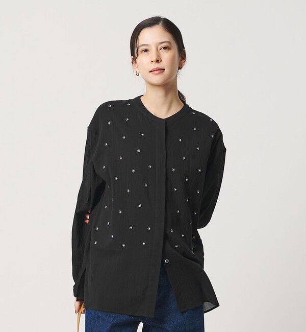 BEAUTY&YOUTH UNITED ARROWS「コットンクレープ ビーズ エンブロイダリー シャツ」|シャツ・ブラウス|BLACK