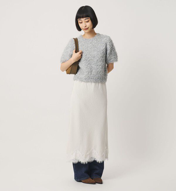 BEAUTY&YOUTH UNITED ARROWS「ループフェザーヤーン ハーフスリーブ ニットプルオーバー」|ニット・セーター|LT.GRAY