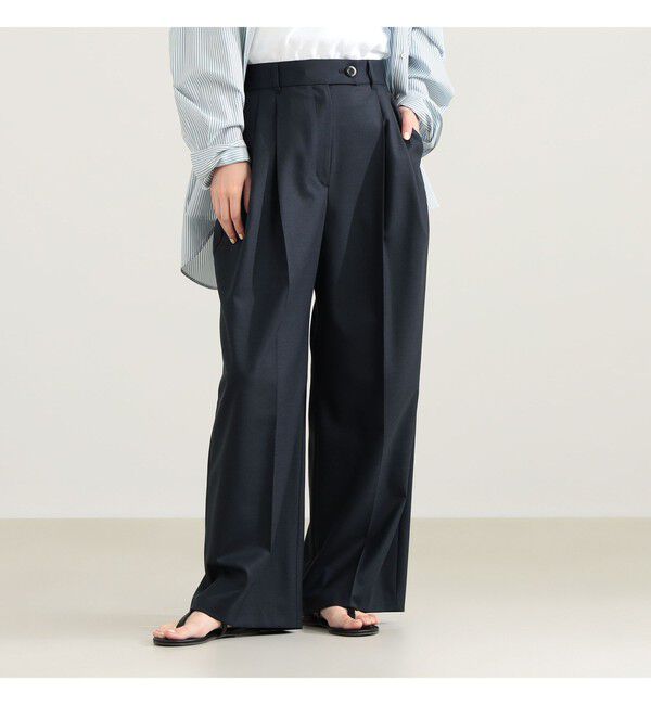 Demi-Luxe BEAMS 「エディター東原妙子 &times; Demi-Luxe BEAMS / ウォッシャブルウール バレルパンツ」|チノ|