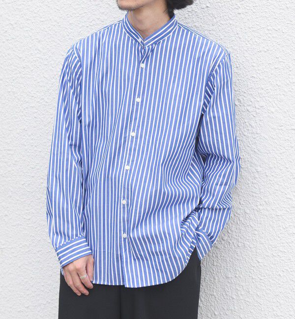 SHIPS any「SHIPS any:〈洗濯機可能〉ストライプ / ソリッド リラックス バンドカラー シャツ 26AW◆」|シャツ・ブラウス|