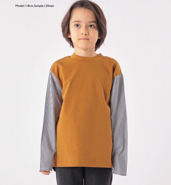 SHIPS KIDS「SHIPS KIDS:100～130cm / パターン 切替 長袖 TEE」|Tシャツ・カットソー|