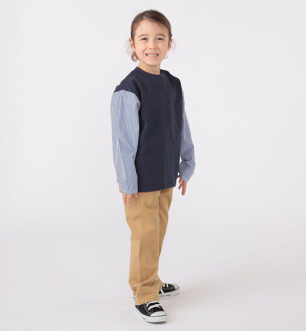SHIPS KIDS「SHIPS KIDS:100～130cm / パターン 切替 長袖 TEE」|Tシャツ・カットソー|