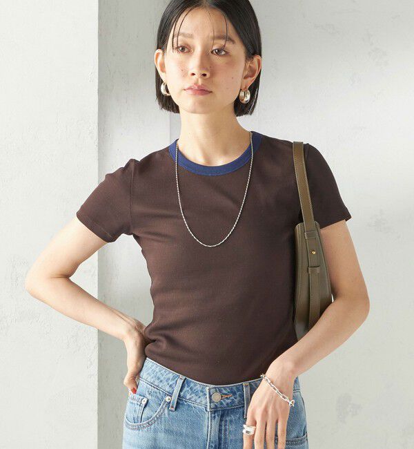 SHIPS for women「【一部SHIPS別注】GGG:〈手洗い可能〉クルーネック 半袖 TEE」|Tシャツ・カットソー|ブラウン