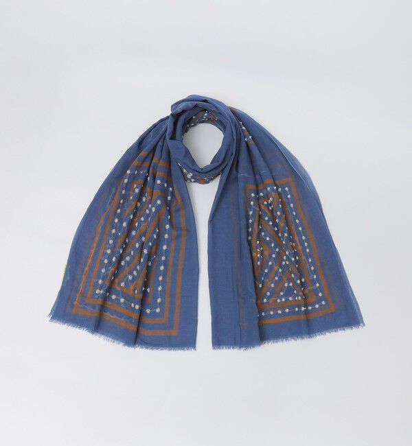 SHIPS「MARCEL LASSANCE: COTTON HAND EMBROIDERY STOLE」|ストール|ブルー