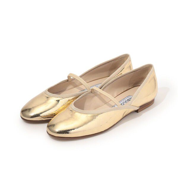 TOMORROWLAND GOODS「【別注】NEBULONI E.  BAND FLAT レザーシューズ」|バレエシューズ|91 ゴールド