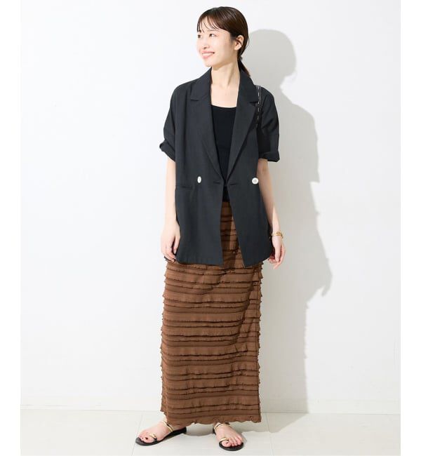 SLOBE IENA「《WEB限定/追加》リネンレーヨンハーフスリーブジャケット」|その他|