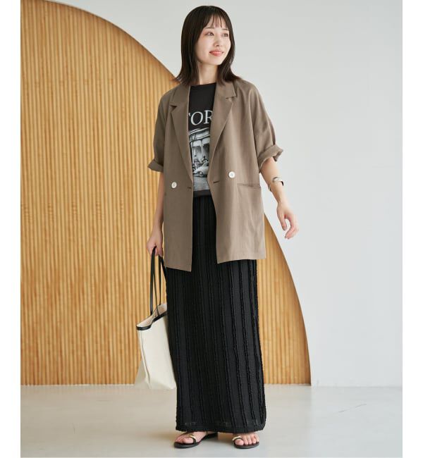 SLOBE IENA「《WEB限定/追加》リネンレーヨンハーフスリーブジャケット」|その他|