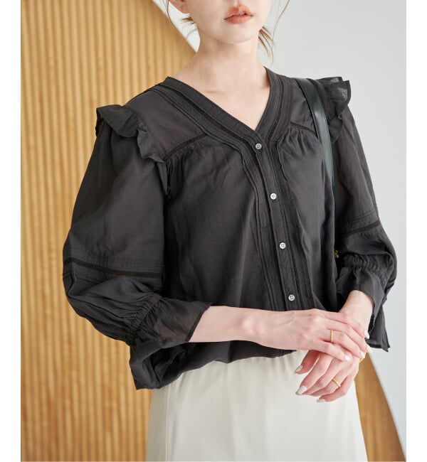 SLOBE IENA「《WEB限定/追加》コットンレーヨンレースブラウス」|シャツ・ブラウス|