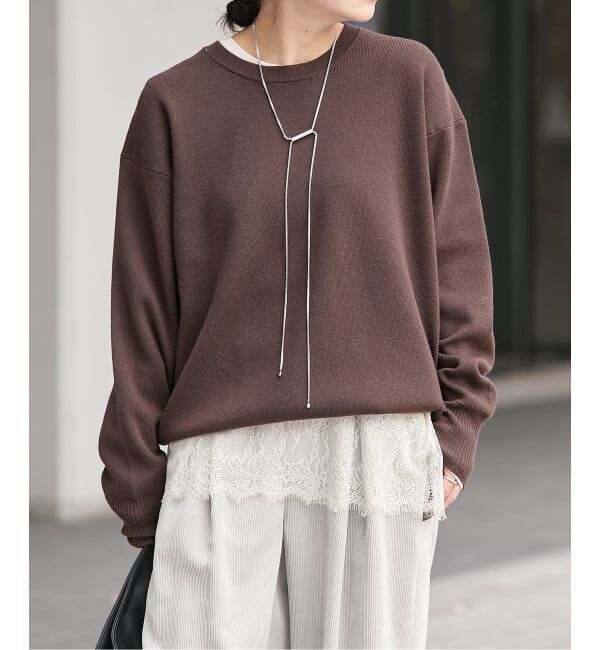 JOURNAL STANDARD「《追加4》レースヘム クルーネックシアーロングT」|Tシャツ・カットソー|