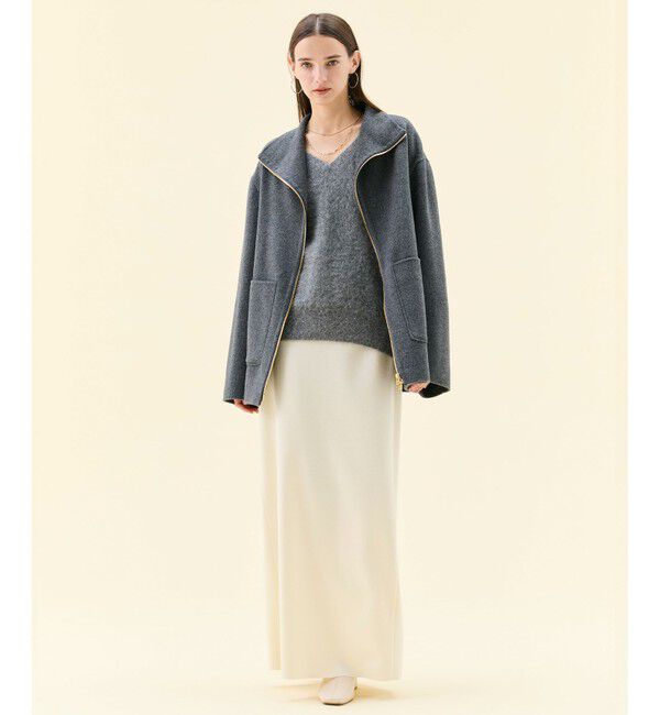 BEIGE,「【Precious掲載】AMARILLO / スパンコールフォックスVネックニット」|ニット・セーター|