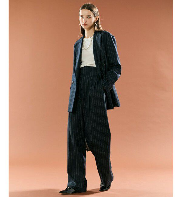 BEIGE,「【Precious掲載】DELAND / ウールピンストライプハイウエストタックパンツ」|その他|