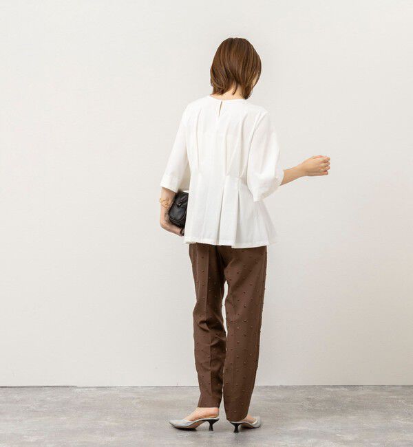 NOLLEY'S「《接触冷感/UVカット》ウォッシャブルハイスペックジャージペプラムプルオーバー」|Tシャツ・カットソー|