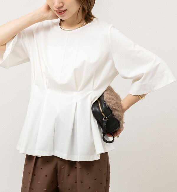 NOLLEY'S「《接触冷感/UVカット》ウォッシャブルハイスペックジャージペプラムプルオーバー」|Tシャツ・カットソー|