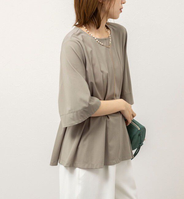 NOLLEY'S「《接触冷感/UVカット》ウォッシャブルハイスペックジャージペプラムプルオーバー」|Tシャツ・カットソー|