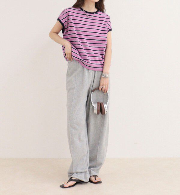 fredy emue「【汗ジミ軽減】ボーダー裾タックフレンチプルオーバーカットソー」|Tシャツ・カットソー|