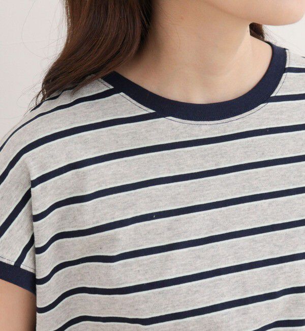 fredy emue「【汗ジミ軽減】ボーダー裾タックフレンチプルオーバーカットソー」|Tシャツ・カットソー|