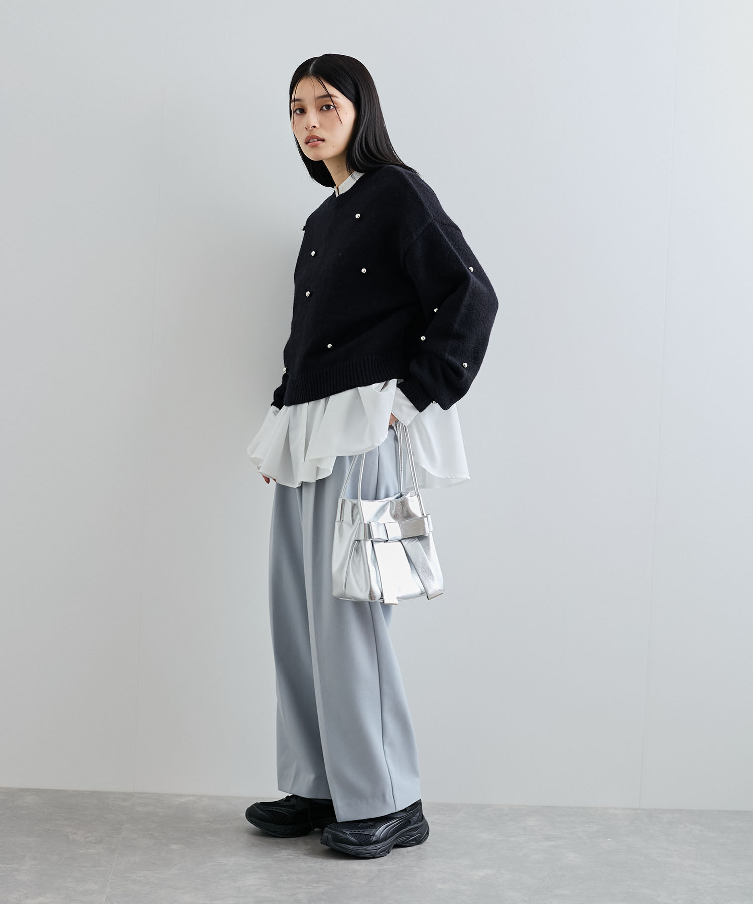 VIS「【WEB/ルミネ店限定】パールボタンニットプルオーバー」|ニット・セーター|