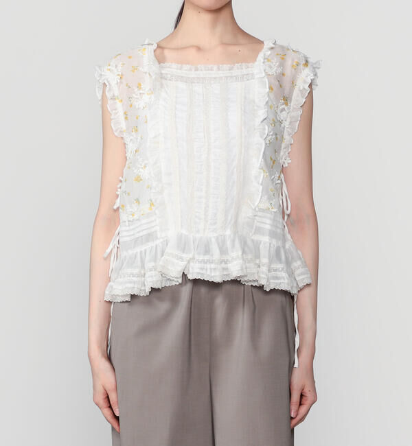  「crinkle crinkle crinkle | シアーフラワー ベストブラウス WOMEN」|シャツ・ブラウス|