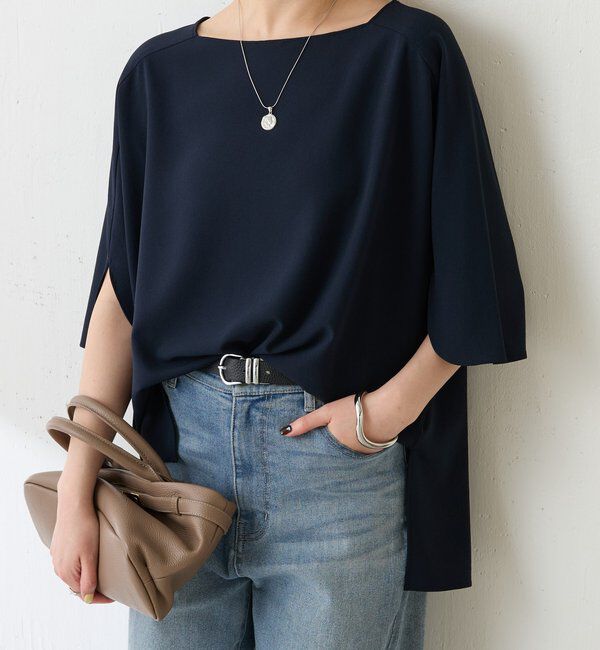  「《接触冷感/UVカット/体型カバーに◎》ジャージスクエアブラウス」|シャツ・ブラウス|
