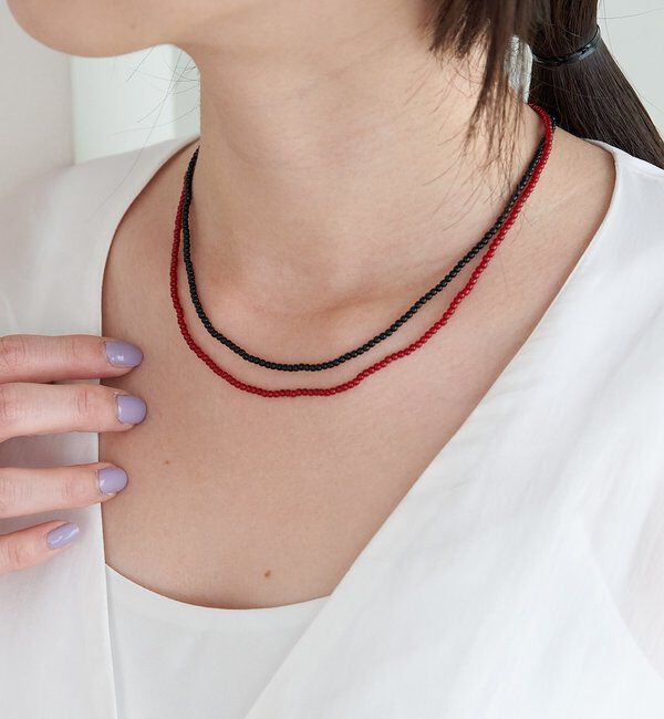  「ガラスビーズネックレス2mm」|ネックレス|