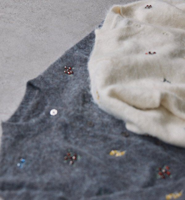  「刺繍ビジューカーディガン」|カーディガン|