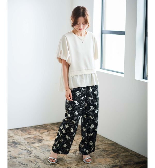 le.coeur blanc「ドット&times;フラワーサテンパンツ」|その他|