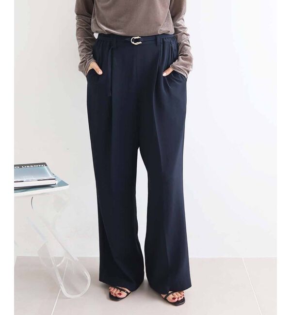  「ハイストレッチカルゼワッシャーベルテッドパンツ」|その他|ネイビー