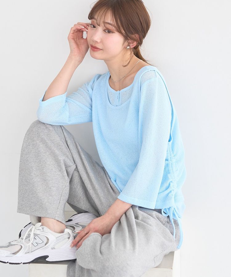 earth music&ecology「SET2点ギャザータンク＋ヘンリーネックプルオーバー」|Tシャツ・カットソー|Light Blue