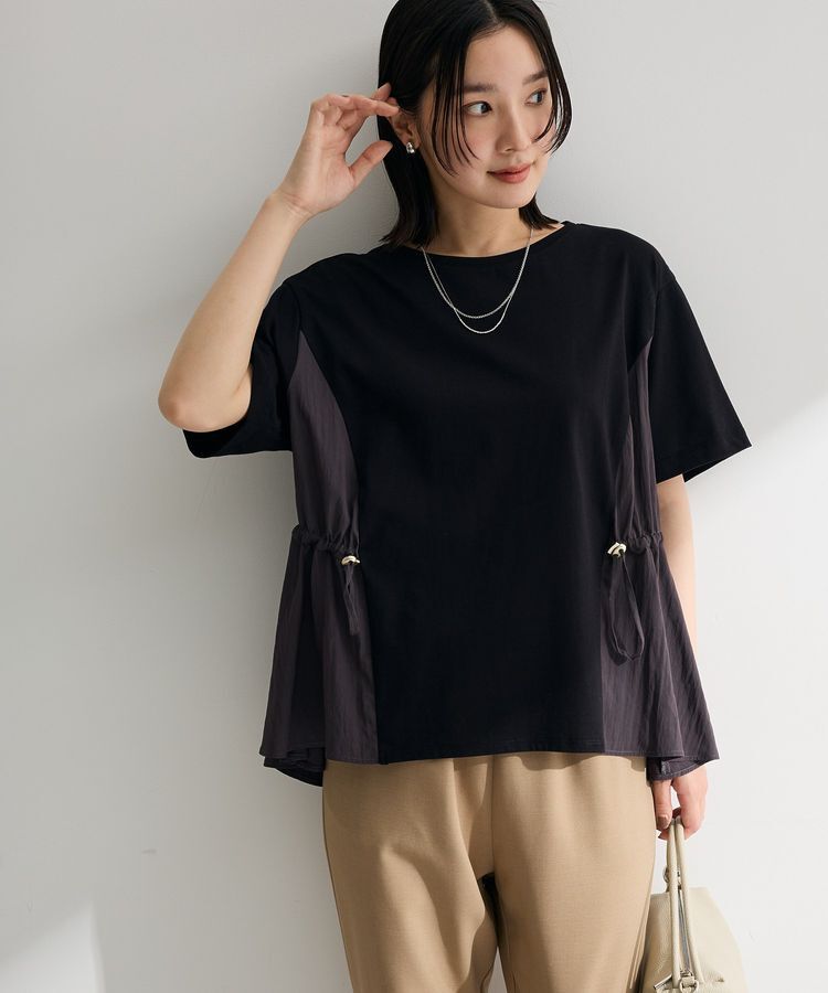 Green Parks「異素材ドッキングプルオーバー」|Tシャツ・カットソー|Black