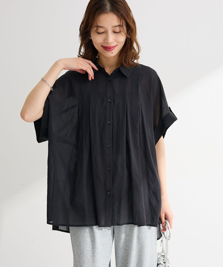 Green Parks「タック入りオーバーサイズシャツ」|シャツ・ブラウス|Black