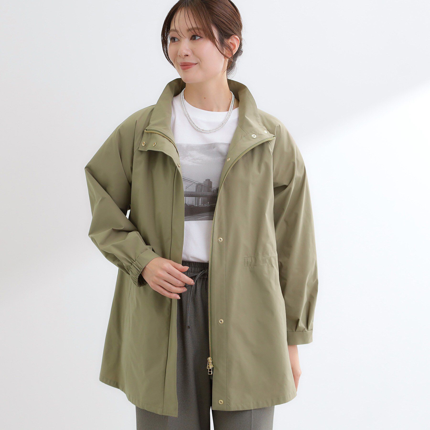Reflect「【撥水】ストレッチタフタミドル丈スタンドカラーコート」|その他|