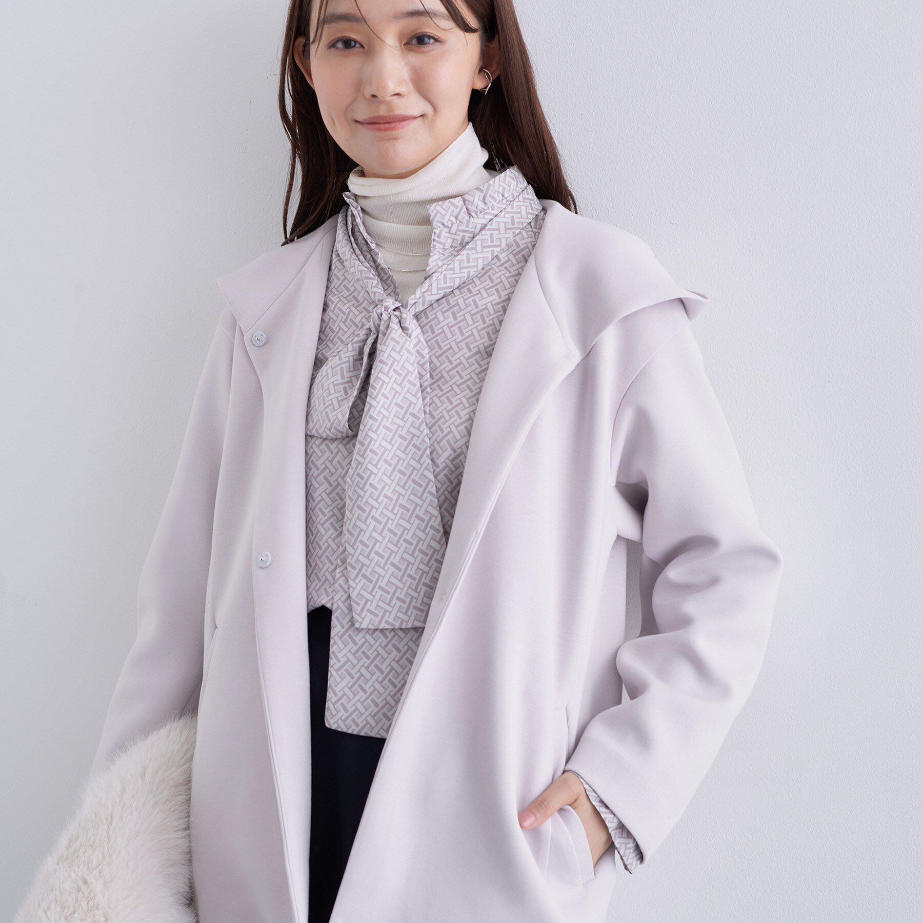 INDIVI「【軽羽織り】フーディーライトコート」|ブルゾン・スタジャン|ライトグレー(611
