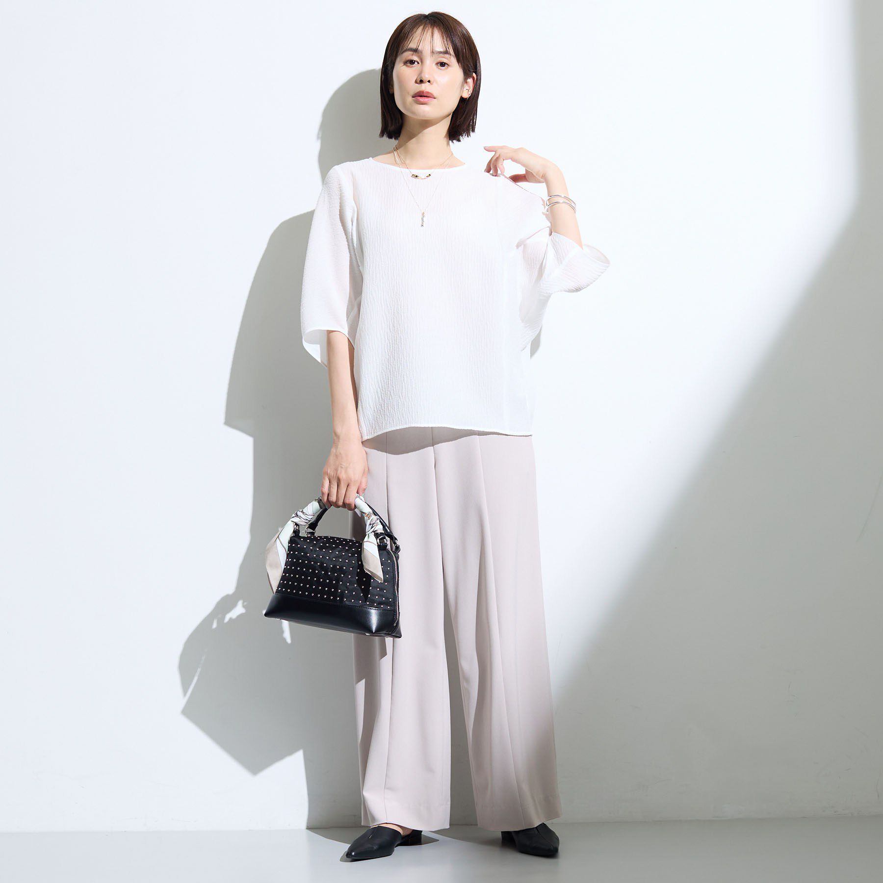INDIVI「【華奢見え】ジャカード ドルマントップス」|Tシャツ・カットソー|