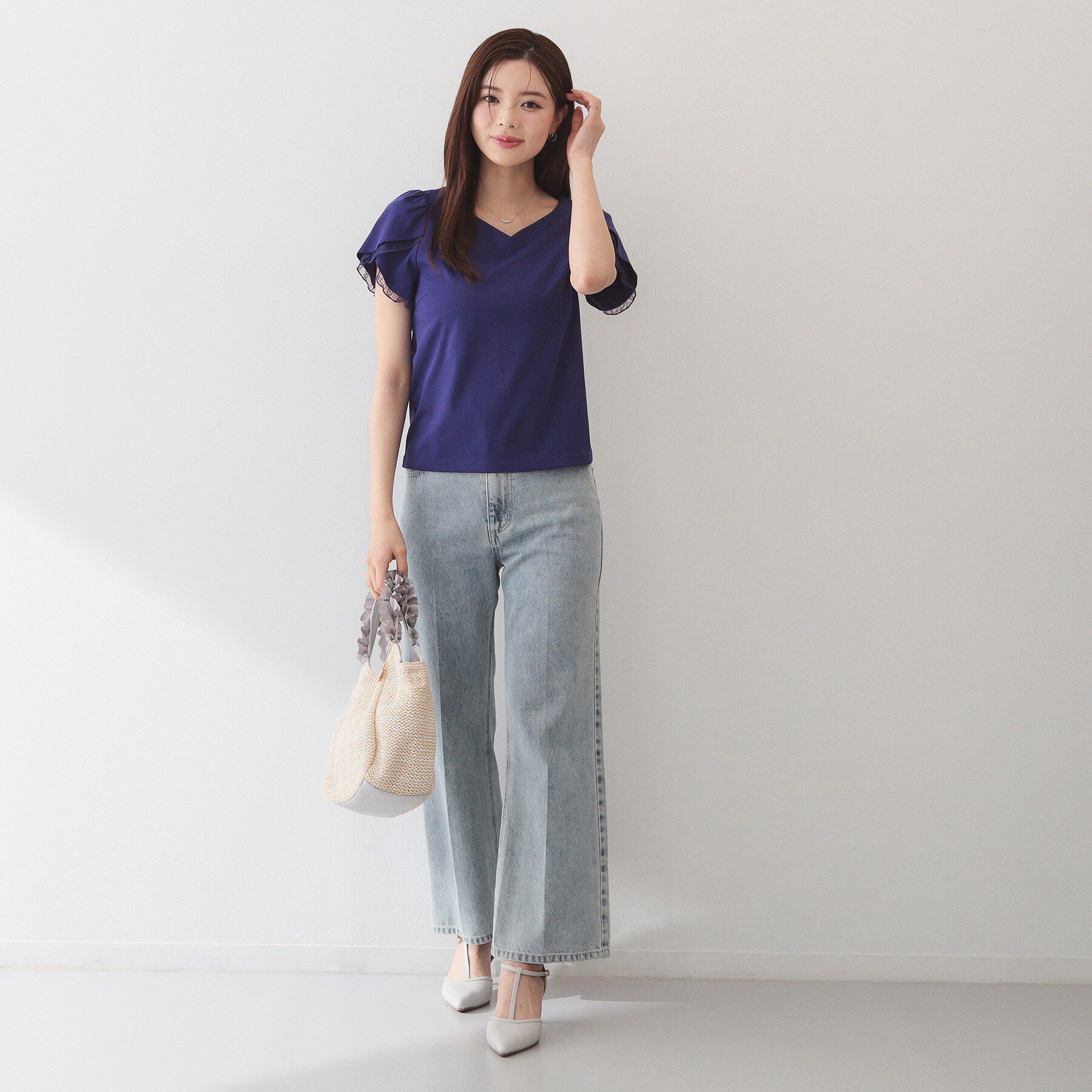 index「【接触冷感／UVケア】ハートネックレースレイヤードトップス《洗濯機OK／6col》」|Tシャツ・カットソー|