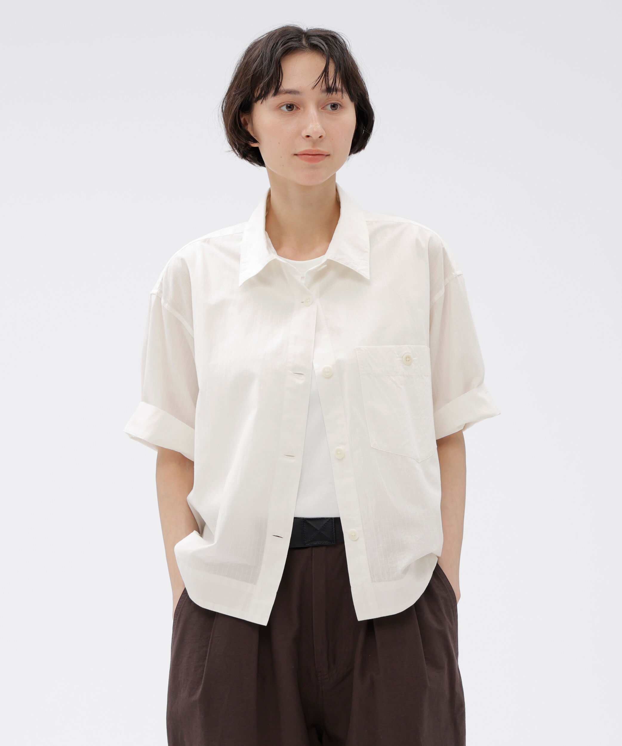 MHL.「TINY GINGHAM COTTON SHIRT」|シャツ・ブラウス|WHITE