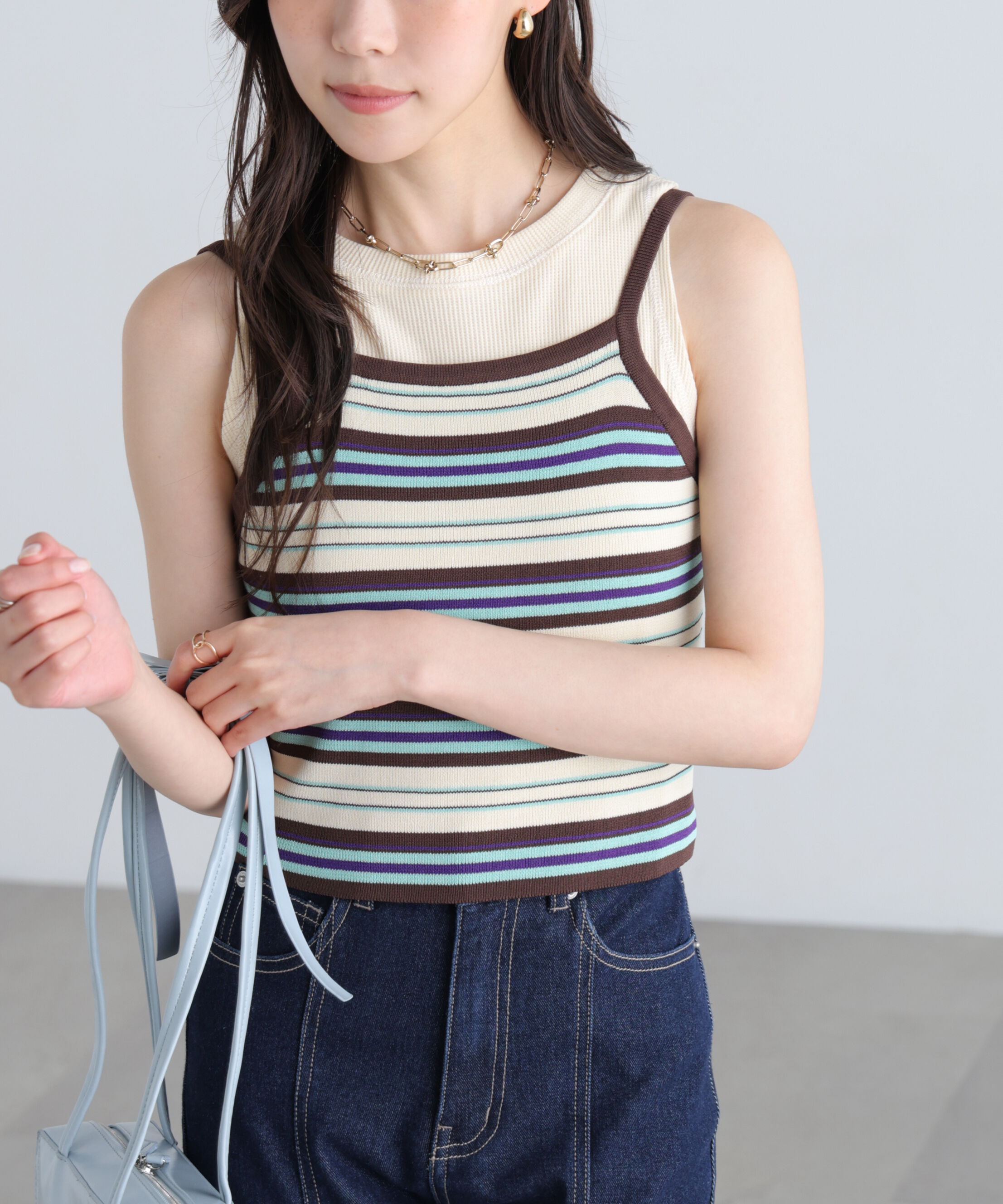  「ワッフルアメスリショート丈タンク」|Tシャツ・カットソー|