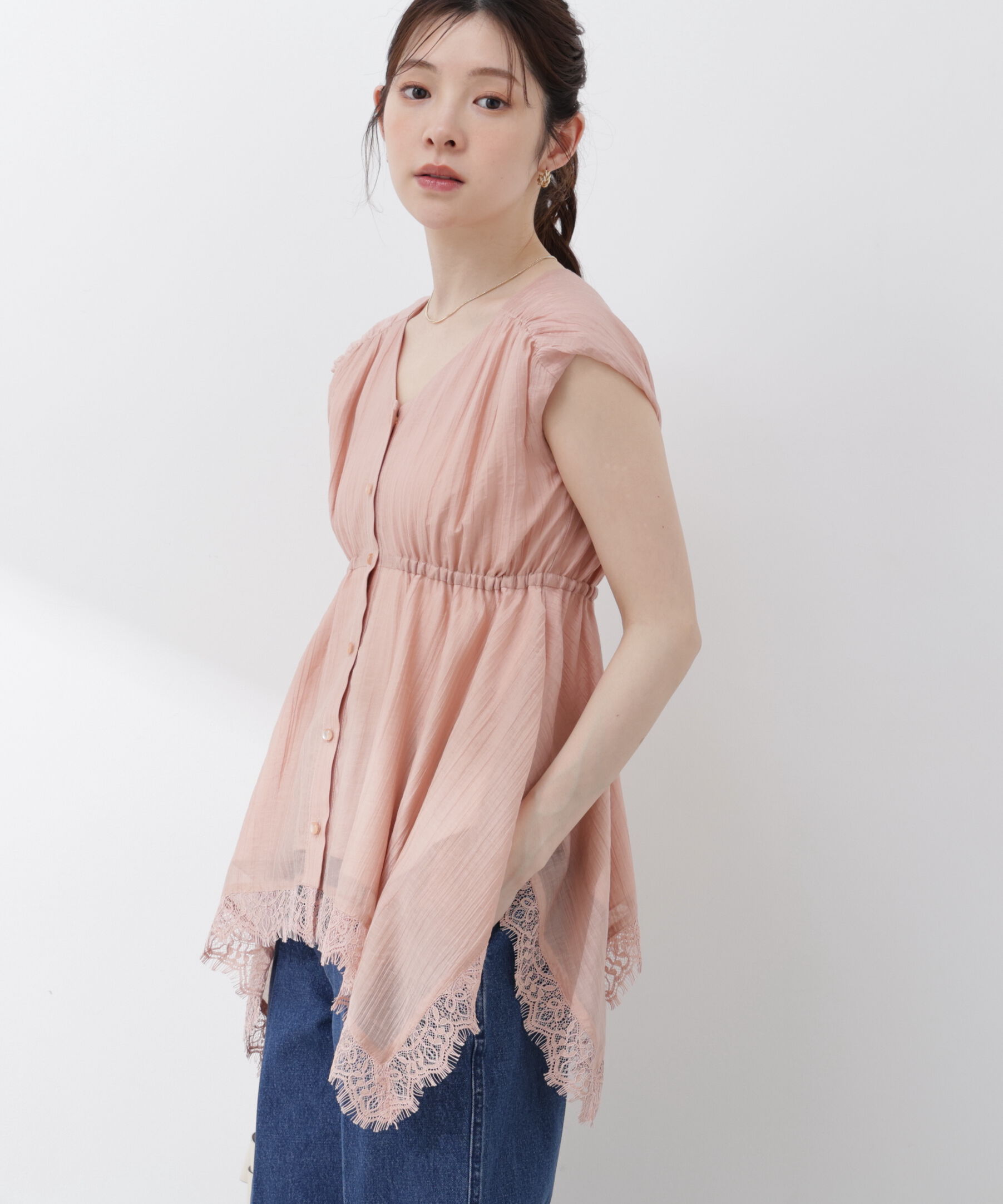 PROPORTION BODY DRESSING「レーストリミングヘムブラウス 26SS」|シャツ・ブラウス|