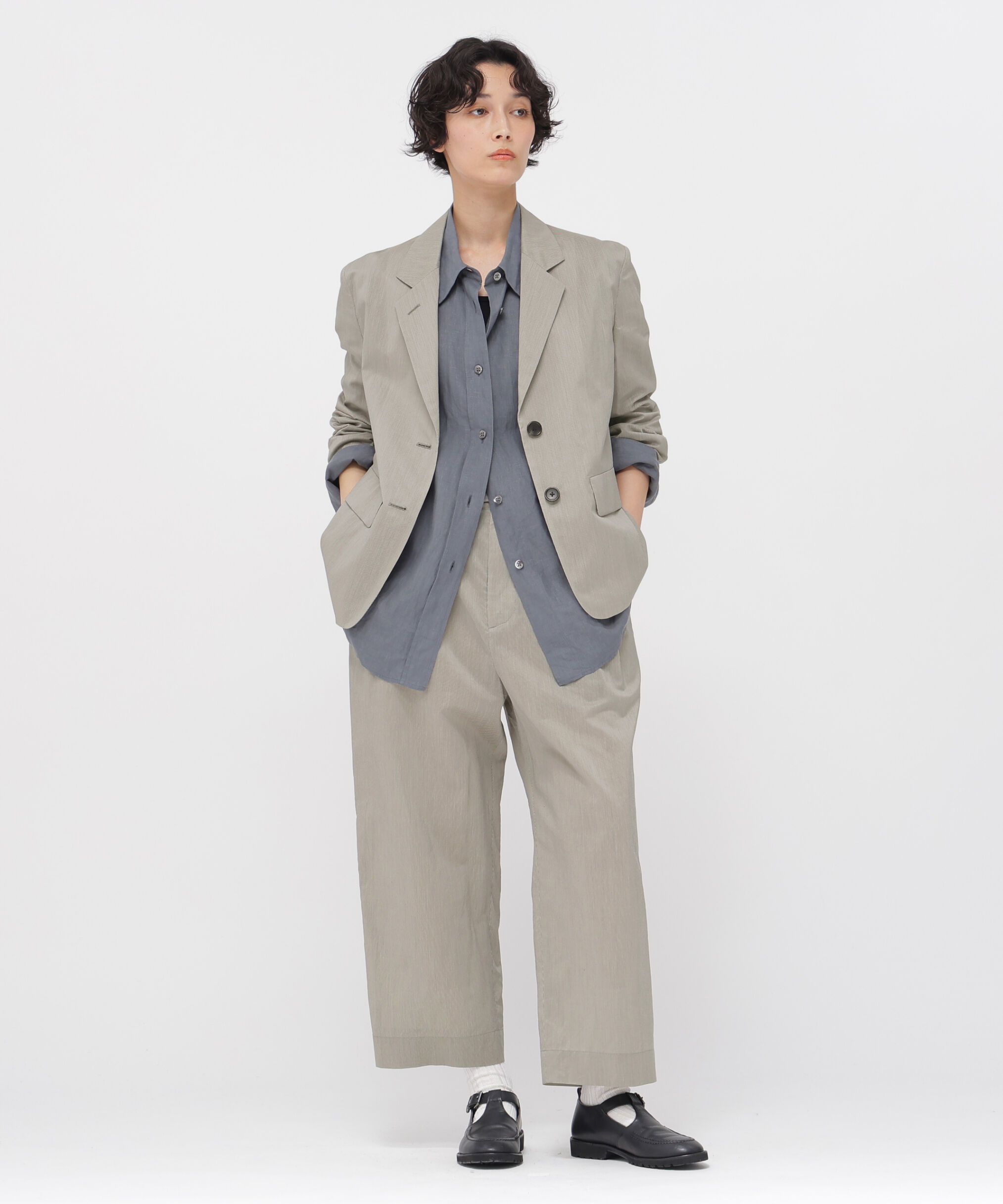  「FINE STRIPE COTTON SILK TROUSERS」|その他|BLACK / WHITE1