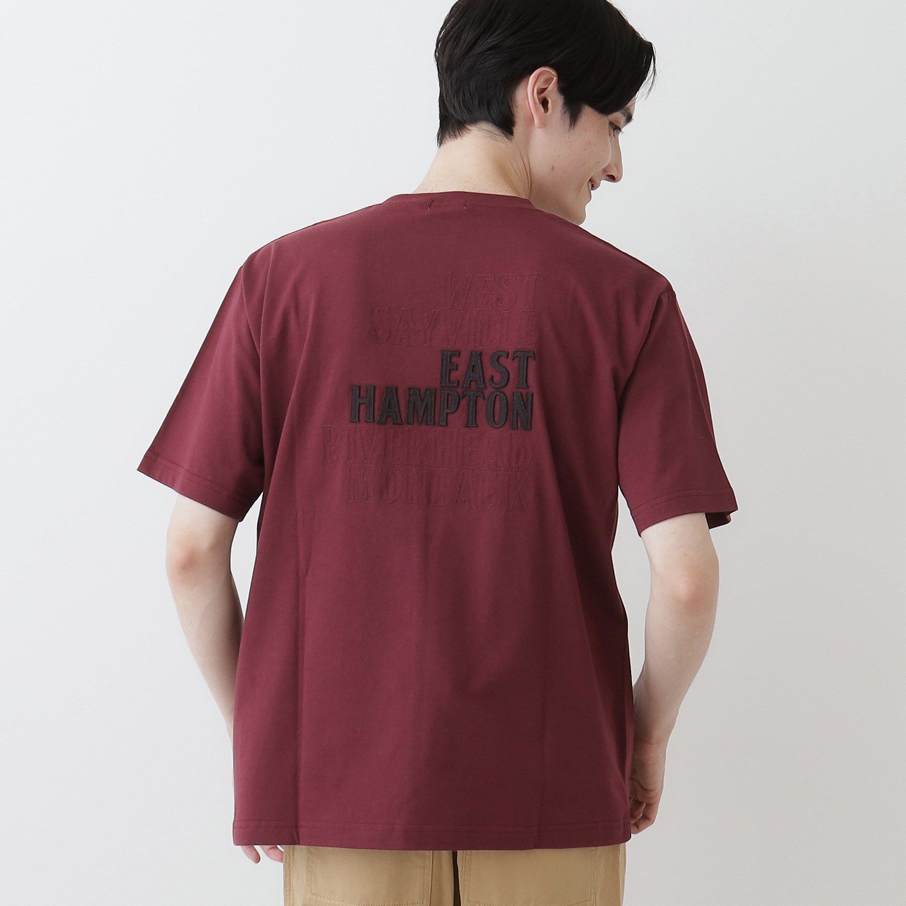 Dessin「【洗える】オーガニックコットンロゴ入り半袖Tシャツ」|Tシャツ・カットソー|ボルドー(064)