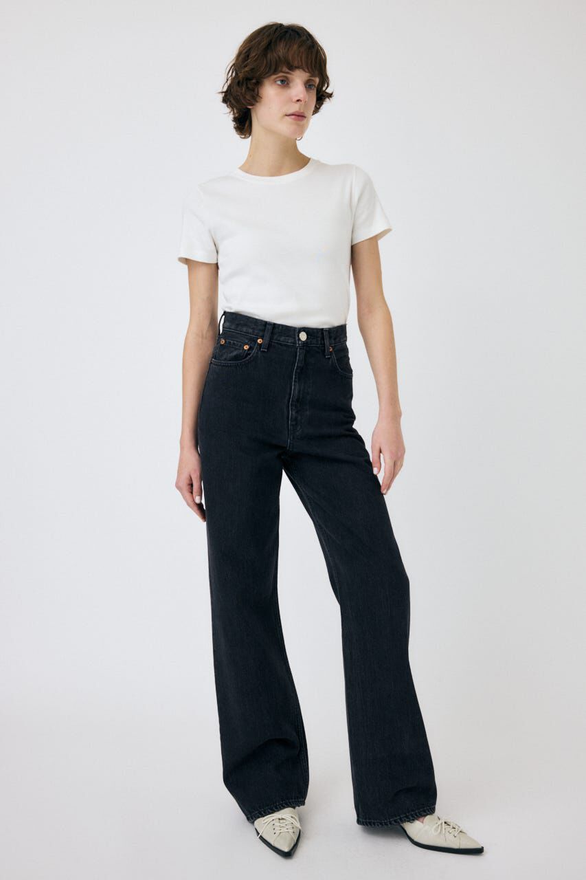 MOUSSY「HIGH WAIST BLACK STRAIGHT」|デニム|