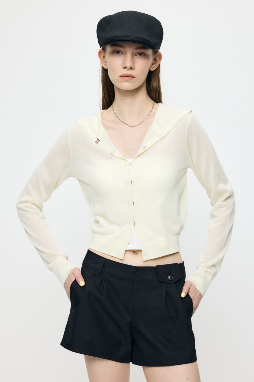 MOUSSY「SHEER HOOKEDカーディガン」|カーディガン|