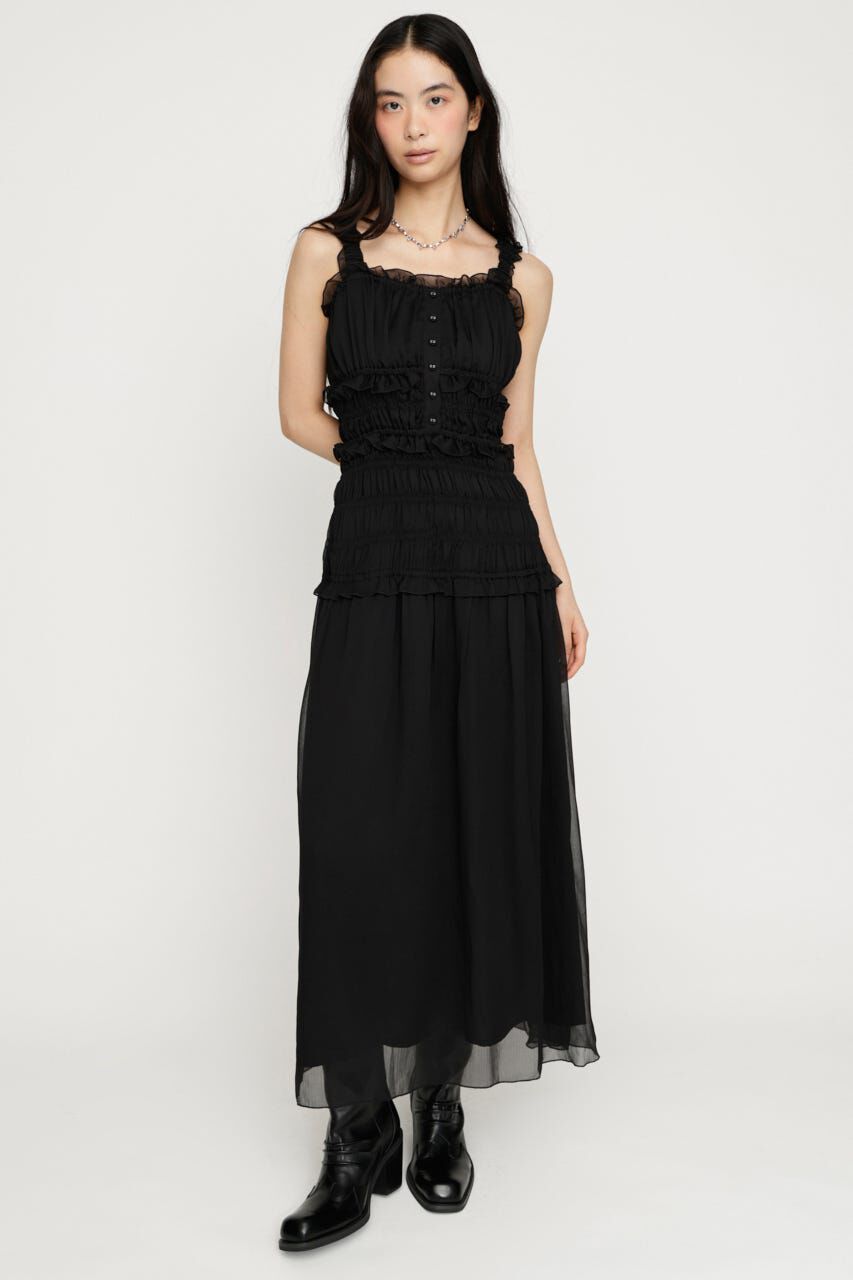 SLY「SHIRRING FRILL ドレス」|ワンピース|BLK